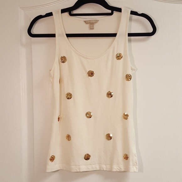 Banana Republic Gold Sequin Polka Dot Tank Top - Picture 1 of 3